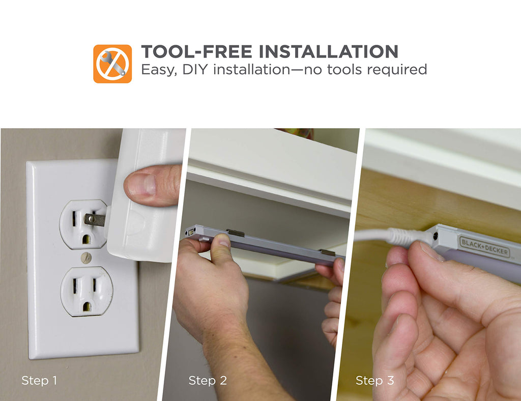 Under Cabinet Lighting Kit, 3-Bars, 9 Inches Each, DIY Tool-Free Installation, Warm White, 2700K, 1080 Lumens, 15