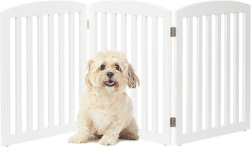 Wooden Freestanding Foldable Pet Gate for Dogs, 24 Inch H, 3 Panels