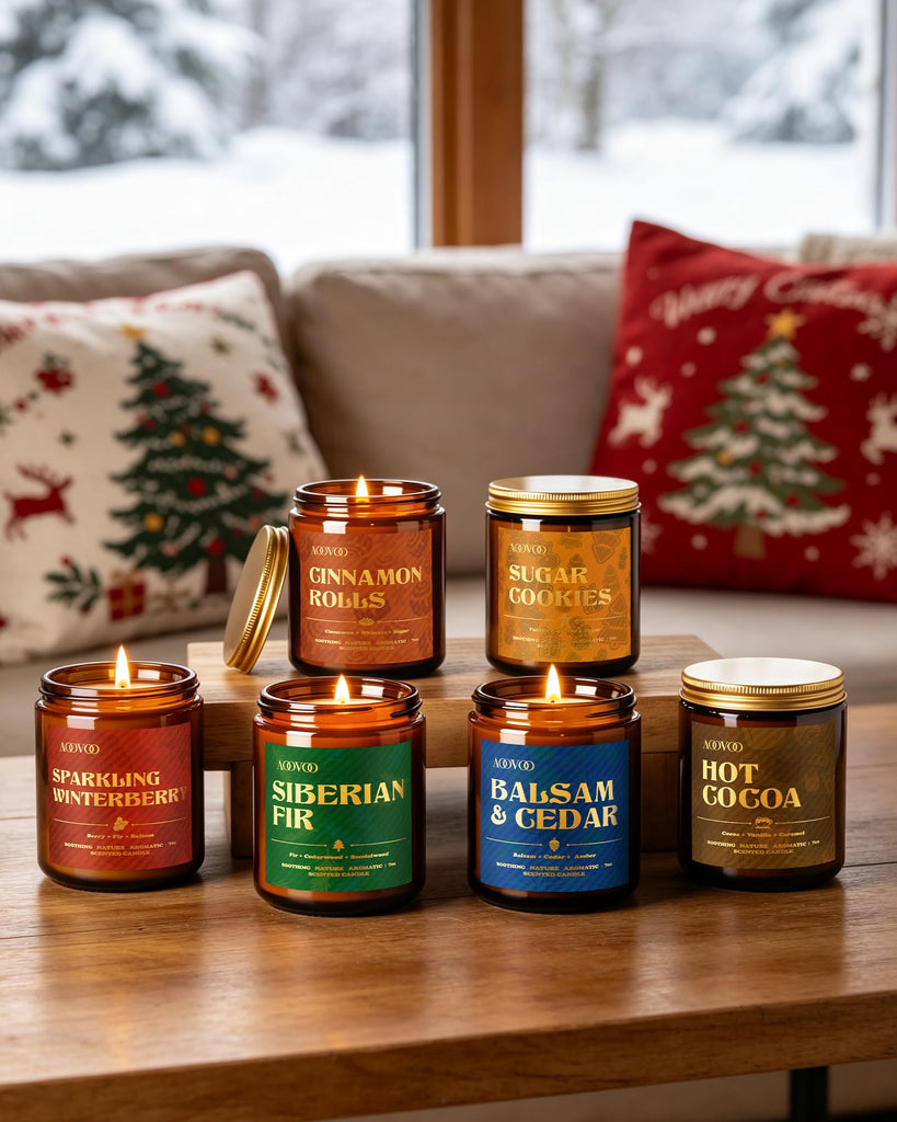 6 Pack Winter Candles Set - 42 oz Candle Gift Scented