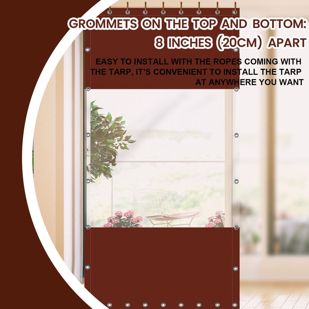 20 Oz Outdoor Vinyl Curtain, Outdoor Clear Panel Curtain, Weather Resistant Outdoor Curtain for Pergola, Porch