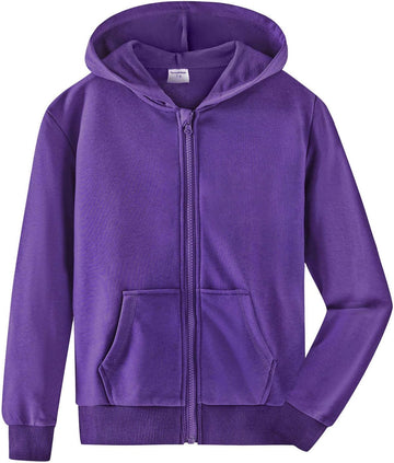 Boys Zip up Hoodie Soft Solid Classic Full Zip Hooded Sweatshirts for Kids