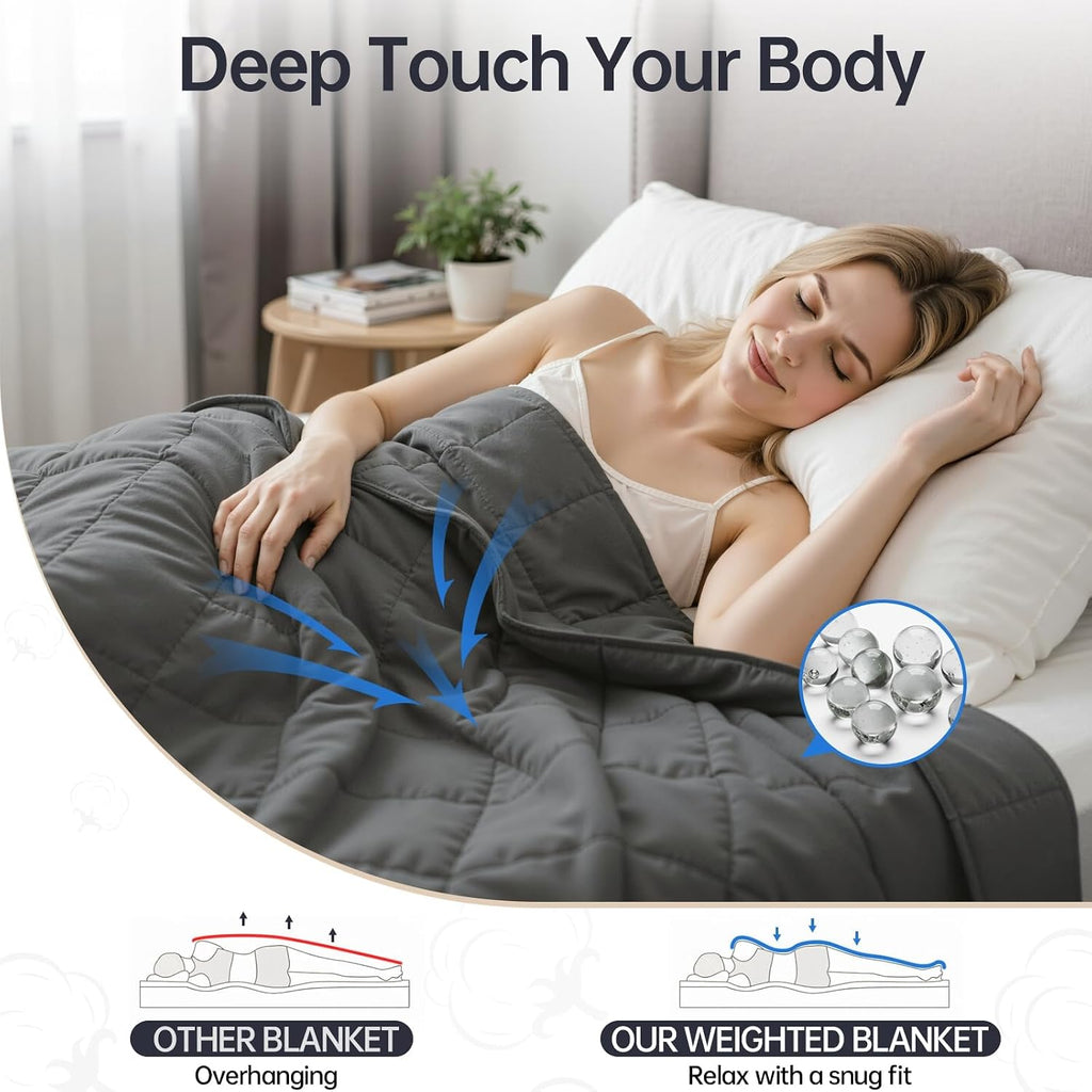 Weighted Blanket for Adults Queen Size Heavy Blanket, 20 lb 60" x 80" | 20 lbs, 60" x 80", Breathable Cotton with