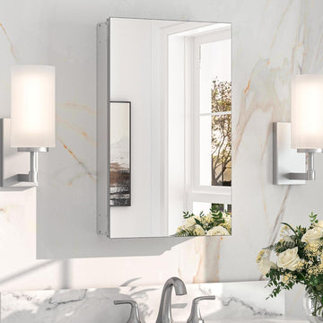Medicine Cabinet Mirror 14"x24", Adjustable Shelves | Assembly Required, Wall Mount or Recessed, Safe HD Tempered
