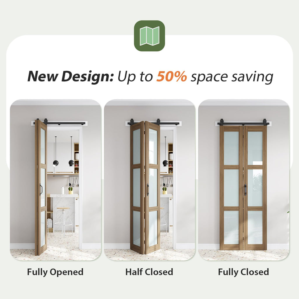 Frosted Glass Bifold Barn Doors 36X96(Double 18x96), Bifod Door