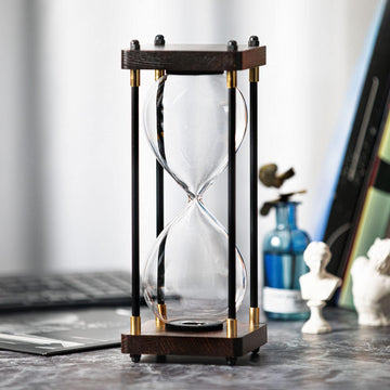 Fillable Hourglass Timer, Metal Wooden Decorative Sand Timer