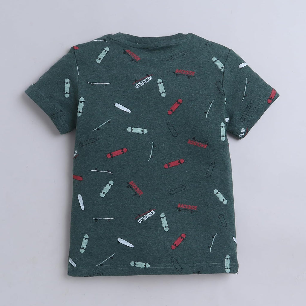 Printed Boys Cotton T-Shirt, Casual Short Sleeve