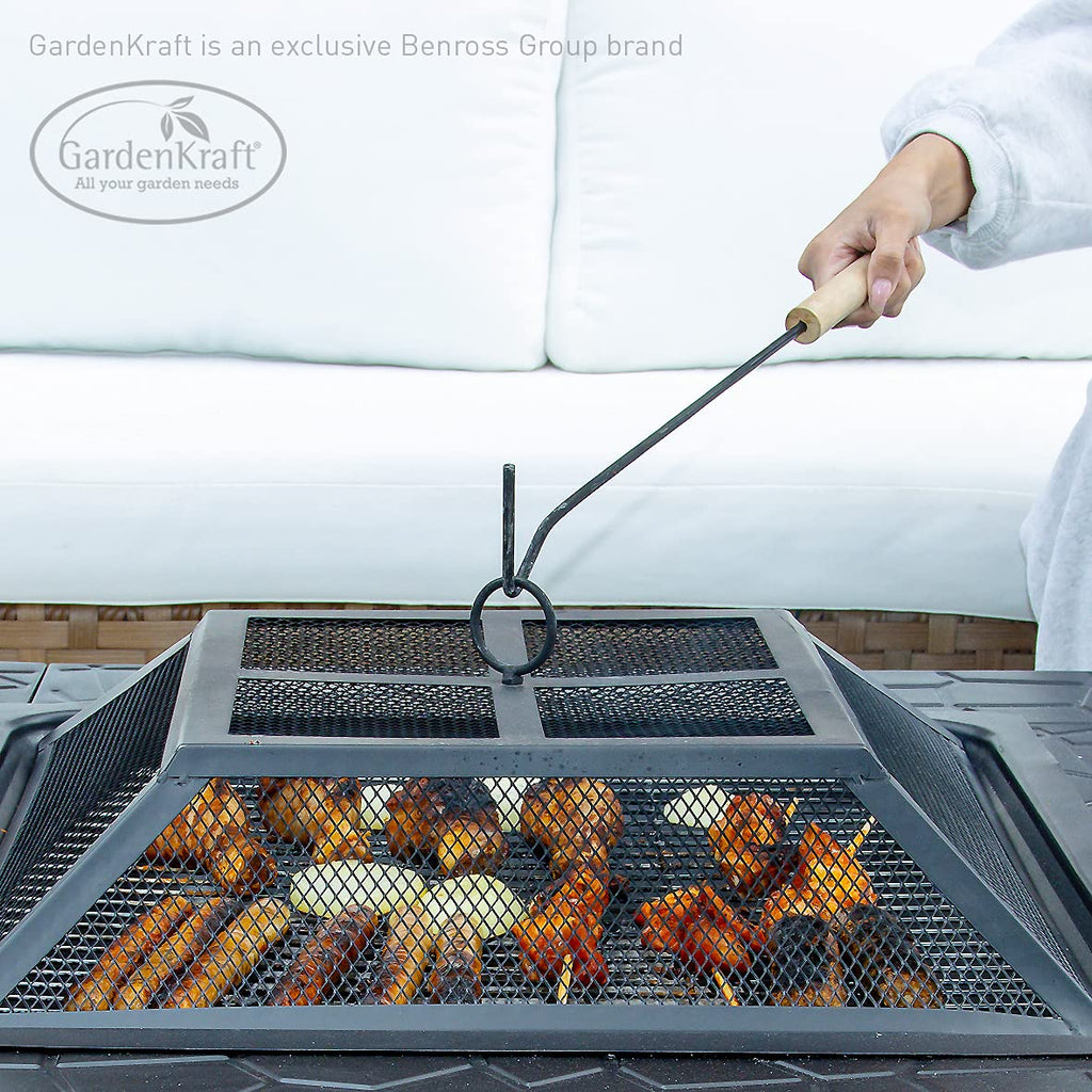 3 in 1 Outdoor BBQ, Firepit & Ice Bucket/Stylish Outdoor Heater With Table Space/Burn Logs Or Charcoal/Includes Mesh
