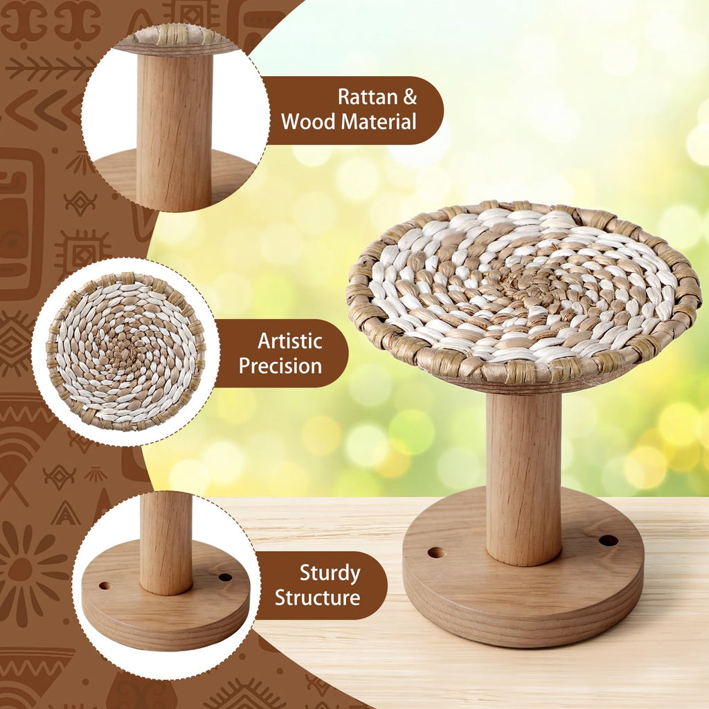 Boho Curtain Holdbacks Rattan Tiebacks, Round White - 2 Pack