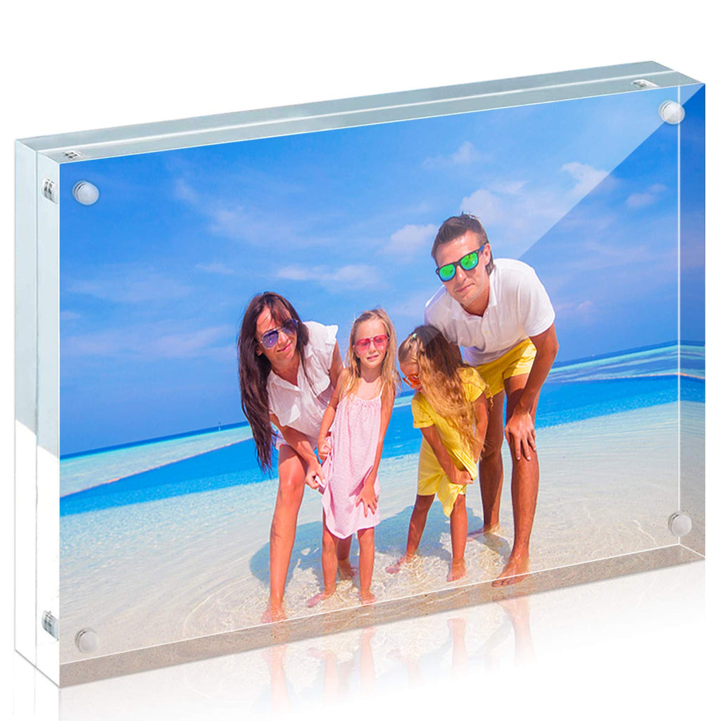 Acrylic Frame, 2 Pack 4x6 Acrylic Picture Frames, 20mm Thicker Frameless Clear Frame Double Sided Magnetic Frame
