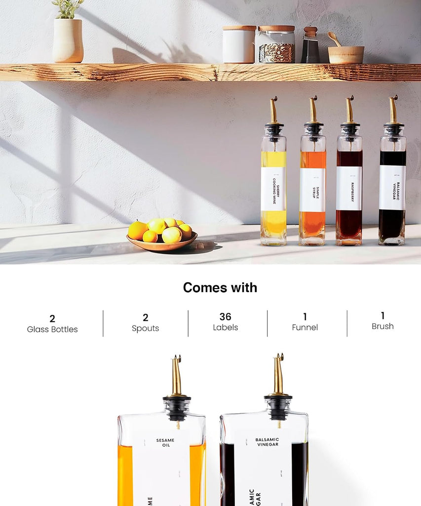 Olive Oil Dispenser, Cooking Oil and Vinegar Dispenser Set, Olive Oil Bottle, Soy sauce dispenser, coffee syrup - Set of 2