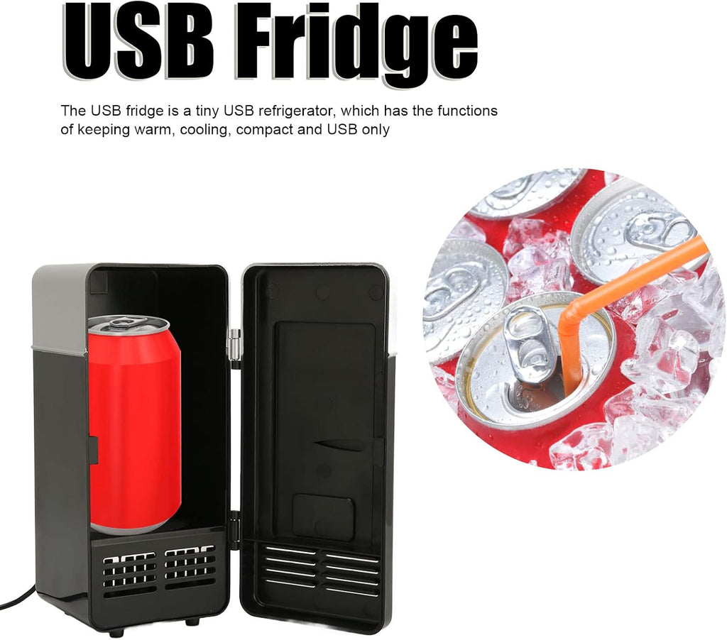 Mini USB Fridge Cooler Beverage Drink Cans Cooler Warmer Refrigerator for Laptop Bedroom, Portable Cold Fridge for Soda Single Can Cooler Red USB Powered Retro Fridge Desk Office