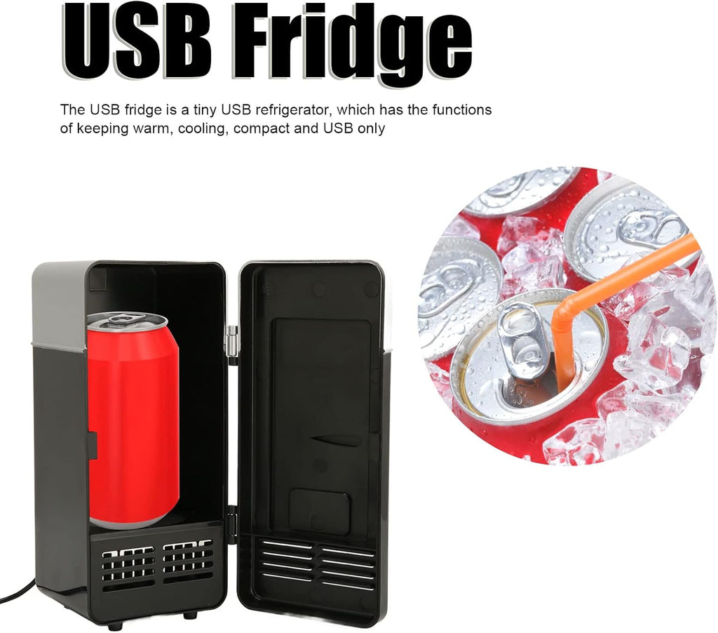 Mini USB Fridge Cooler Beverage Drink Cans Cooler Warmer Refrigerator for Laptop Bedroom, Portable Cold Fridge for