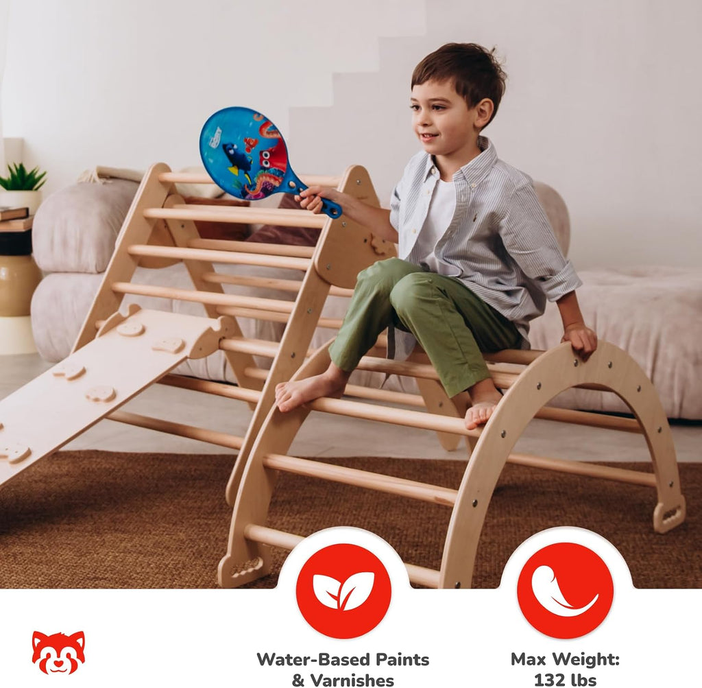 Montessori Climbing Set for Kids Ages 2-8:Triangle, Arch and Ramp