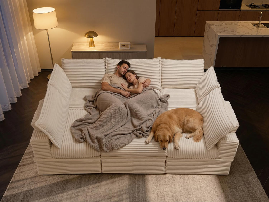 Upgrade Boneless Couch with Storage, Extra Deep&High Seat Modular Sectional Sofa 5 Seater U Shaped Couch with