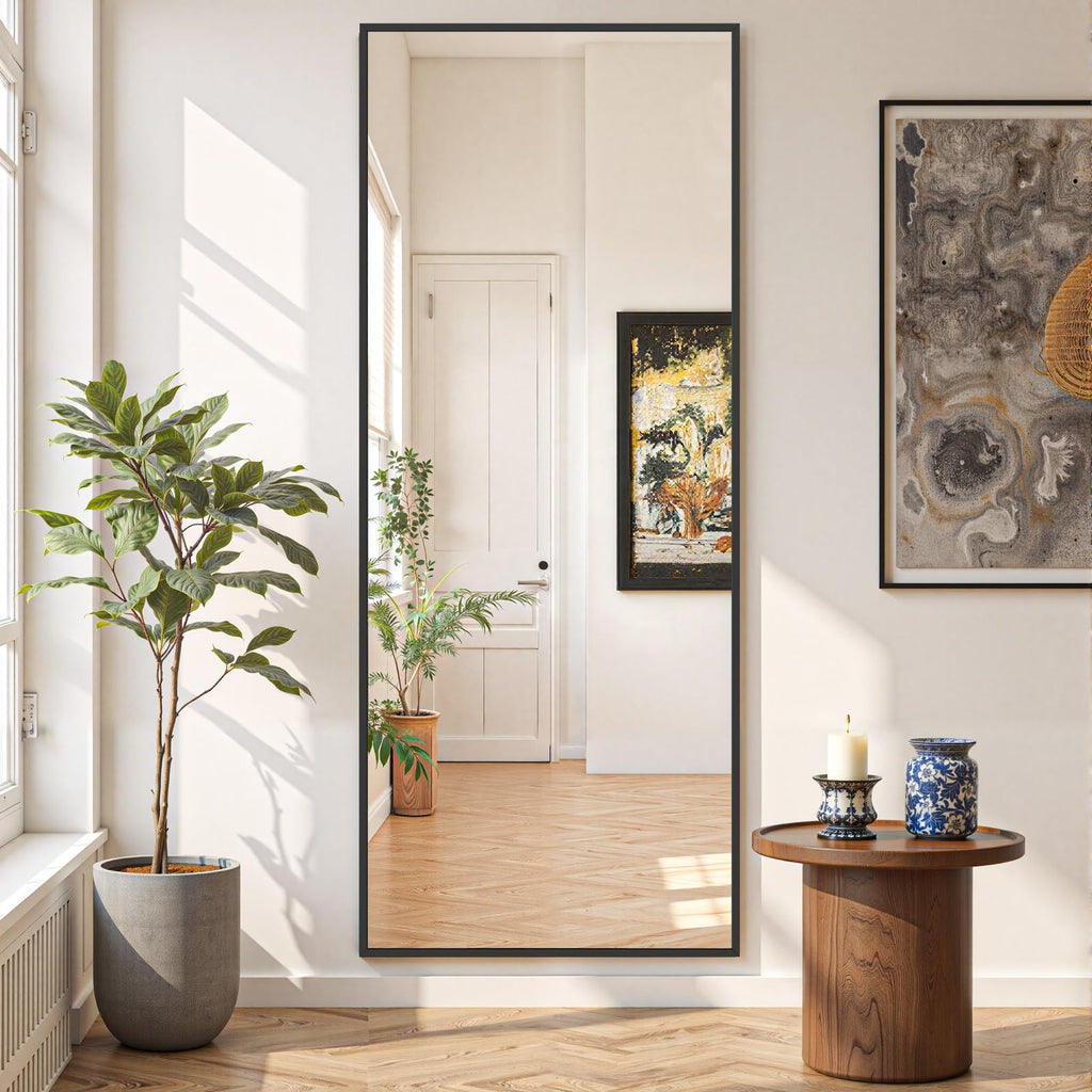 Mirror Full Length 64"x21", Rectangle Full Body Floor Mirrors with Stand