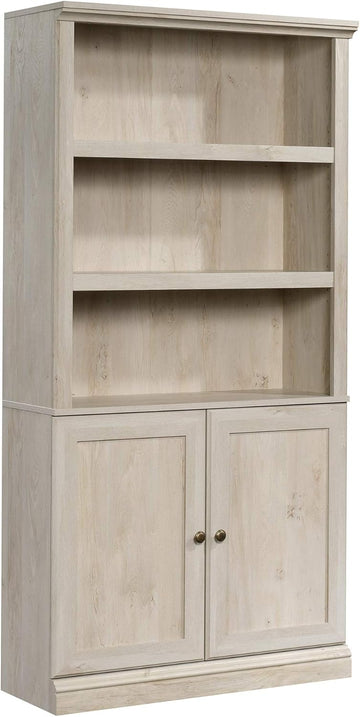 Miscellaneous Storage Bookcase with Doors, Adjustable Shelves, 5 Shelf Bookcase - Chalked Chestnut Finish