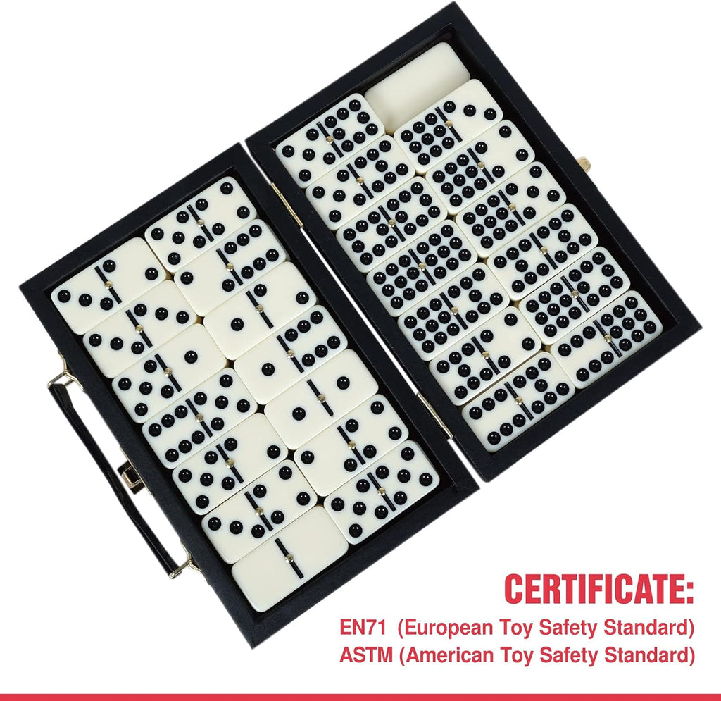 Portable Professional Double 9 Dominos Set for Adults with Storage Box - 55 Tiles Dominoes Set for Holiday Travel