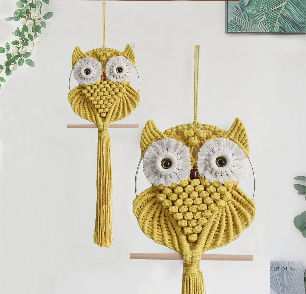 Owl Macrame Wall Hanging-Hand Woven Boho Tapestry-Macrame Wall Decor