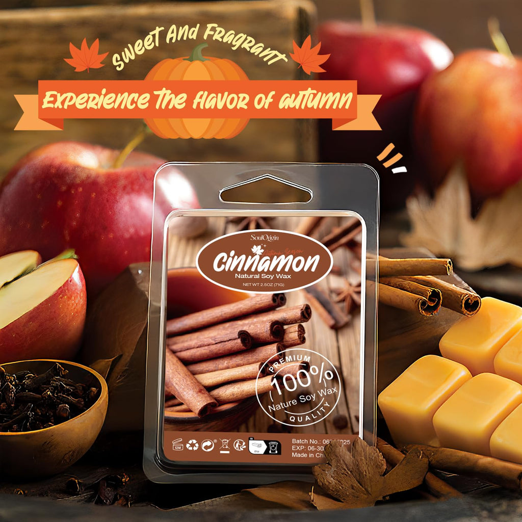 Autumn Scented Wax Melts, Scented Soy Wax Cubes Gift Set for Wax Warmer-Pumpkin Spice, Apple Cider, Apple Pie, Autumn