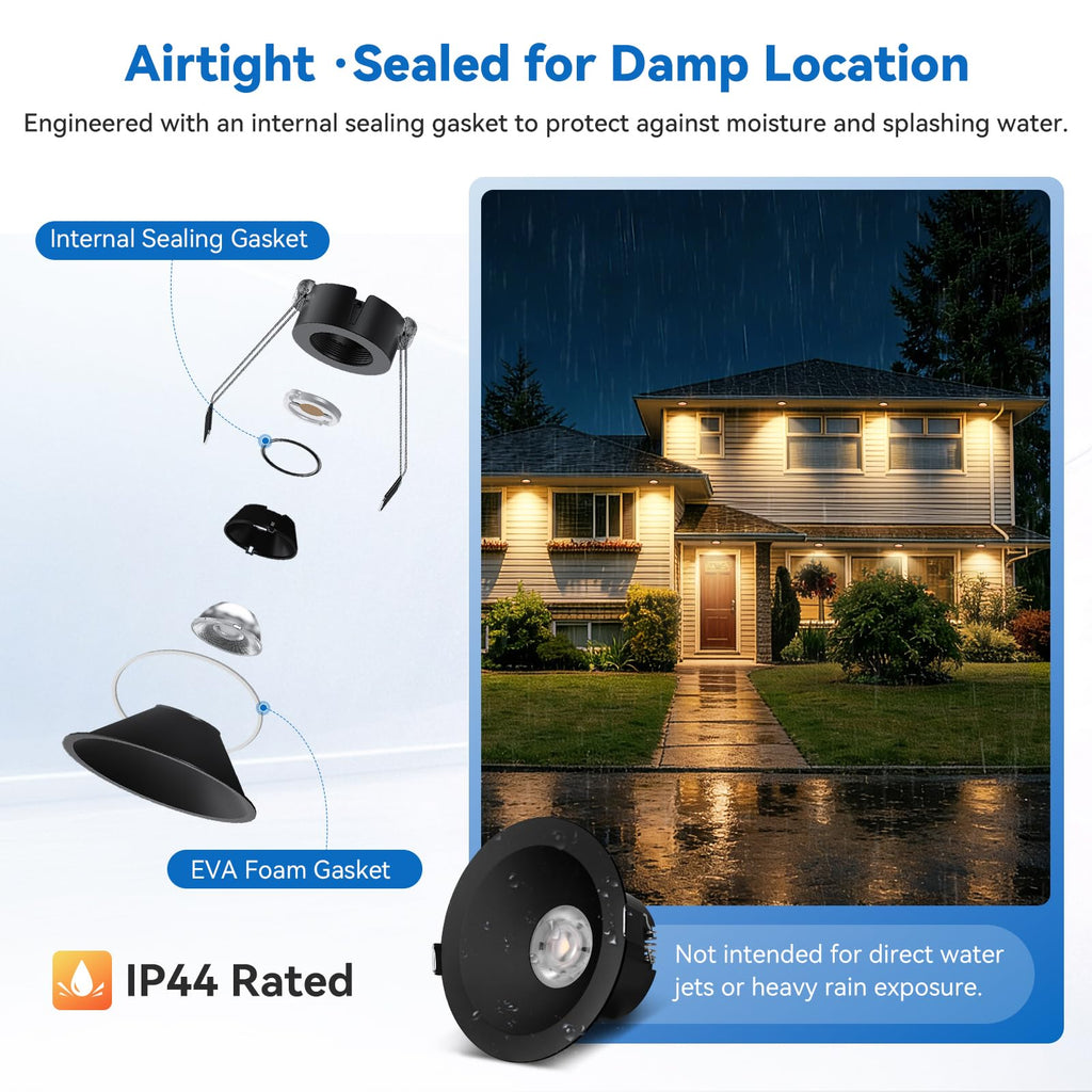 Black 4 Inch Anti-Glare Recessed Lights COB Spotlight, 6-Pack