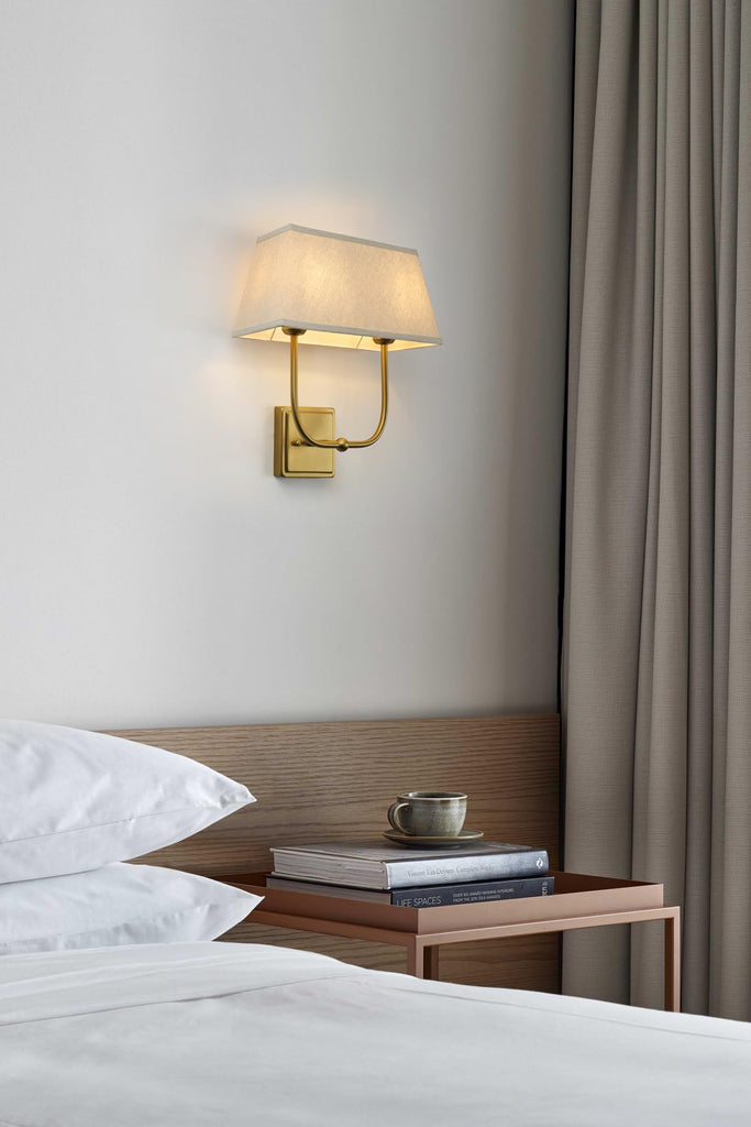 Vintage 2-Lights Wall Sconces with Linen Fabric Lampshade, Double Head Bathroom Vanity Lights Fixture in Antique