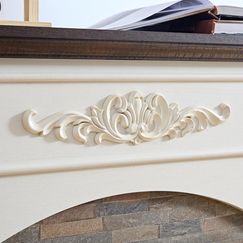44Inch Electric Fireplace with Mantel, White Fireplace Heater with LED Flame, Corner Firebox with 23" Red Brick Firep