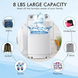 Portable Washing Machine, 8Lbs Capacity Full-automatic Washer with 6 Wash Programs, LED Display, 3 Water Levels
