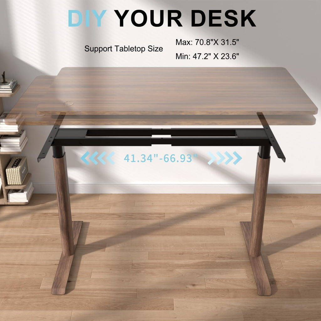 Dual Motor Standing Desk Frame,Sit Stand Desk Base Only,Walnut | Whisper-Quiet Dual Motors, 264 lb Capacity, Fits