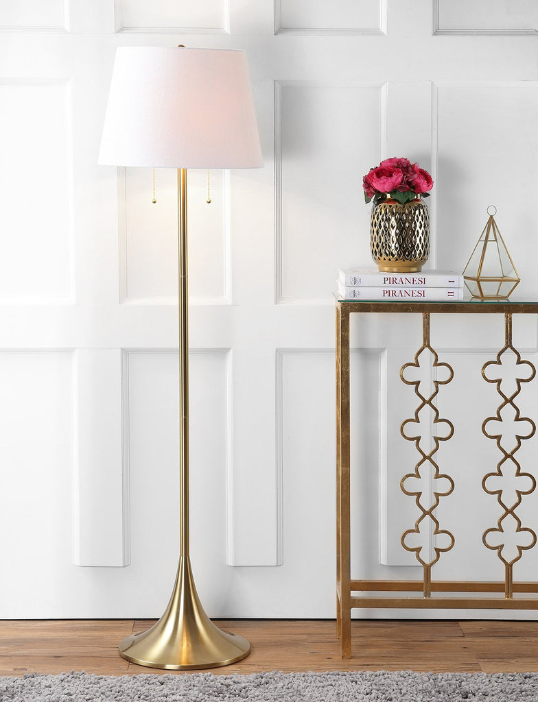 Amelia LED Floor Lamp 63" Modern Metal, Brass Gold