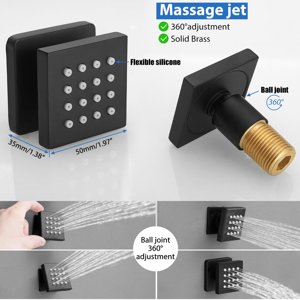 Rainfall Shower System with 4 Full Body Jet 4 Mode Shower Faucet Set