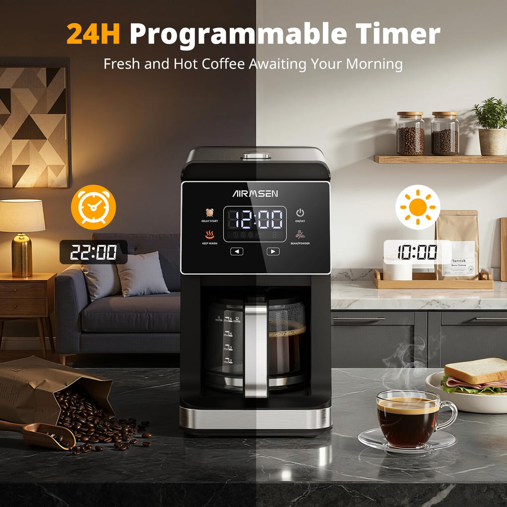 Coffee Maker with Grinder, 5-Cup Grind and Brew, Programmable