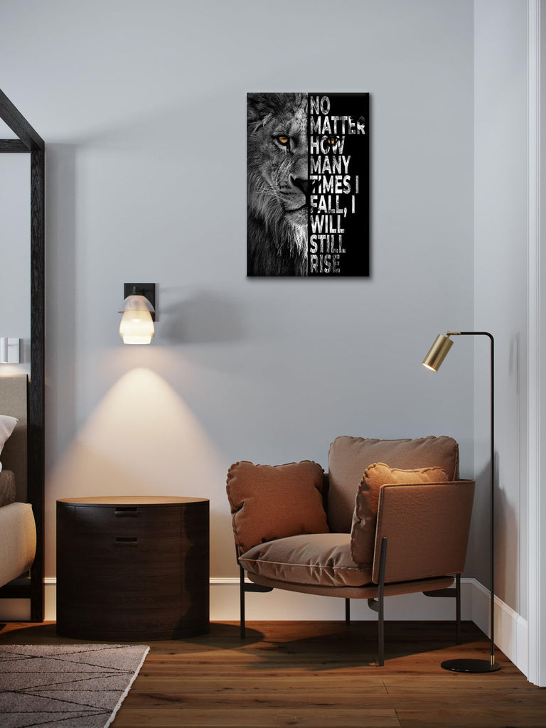 Highland Cow Wall Art Motivation Animals Poster Mindset Is Everything Black and White Framed Canvas Artwork for Wall