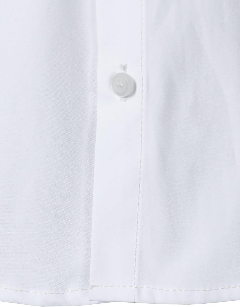 Boys Oxford Button Down Shirt Short Sleeve Formal Uniform Dress Shirt