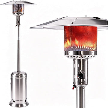 88inch Standing Heaters Outdoor with Wheels, Stainless Steel Burner, Gas Propane Patio Heater for Outdoor Garden Use