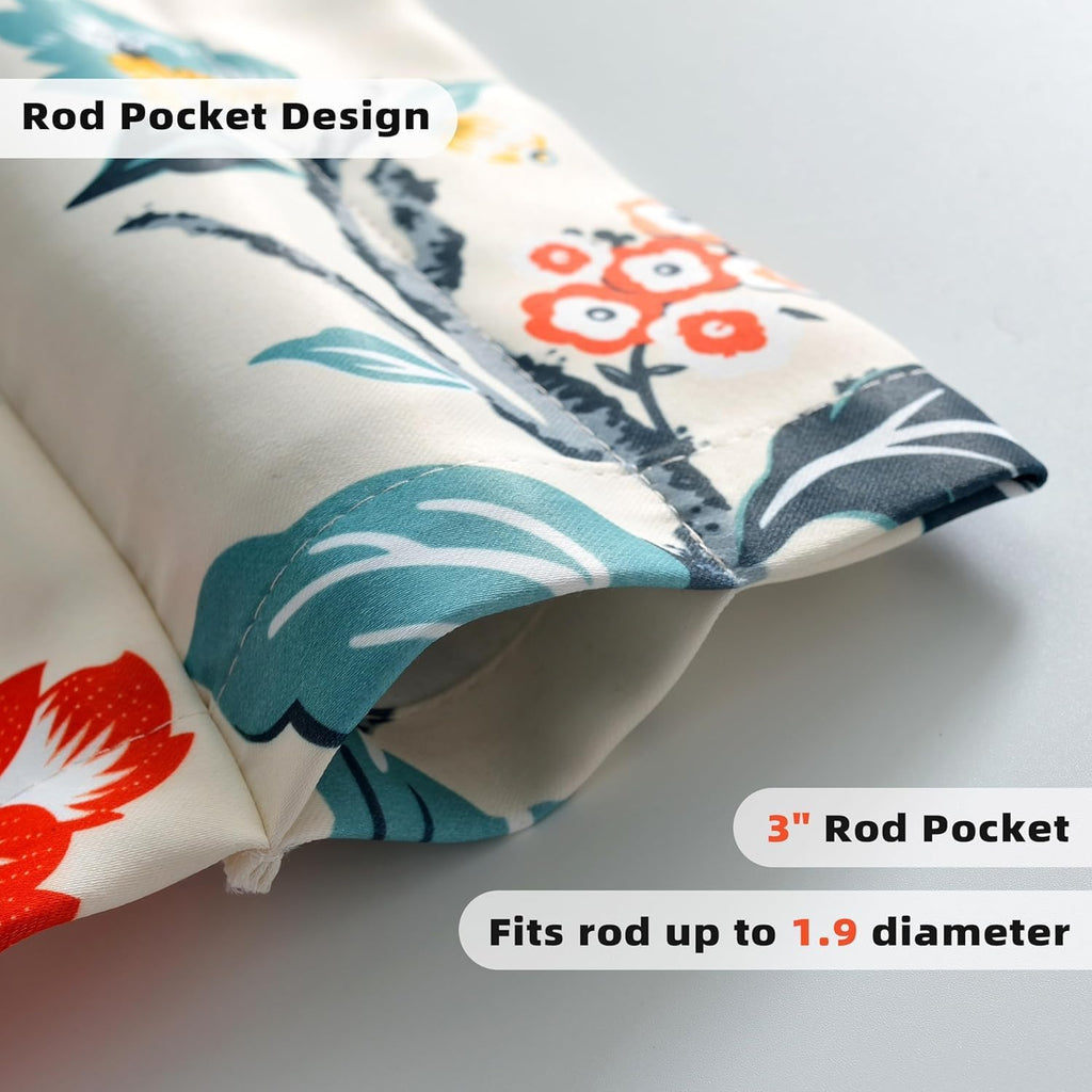Ada Botanical Print Lined Flower Leaf Thermal Insulated Window Valance Rod Pocket 52 Inch by 14 Inch Plus 1.75 Inch