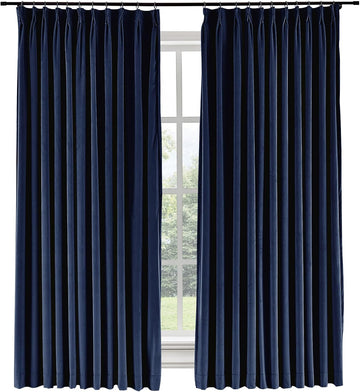 Soft Velvet Curtains Pinch Pleated Velvet Textured Drapes Panels for Bedroom Meetingroom Club Theater Living Room 50W