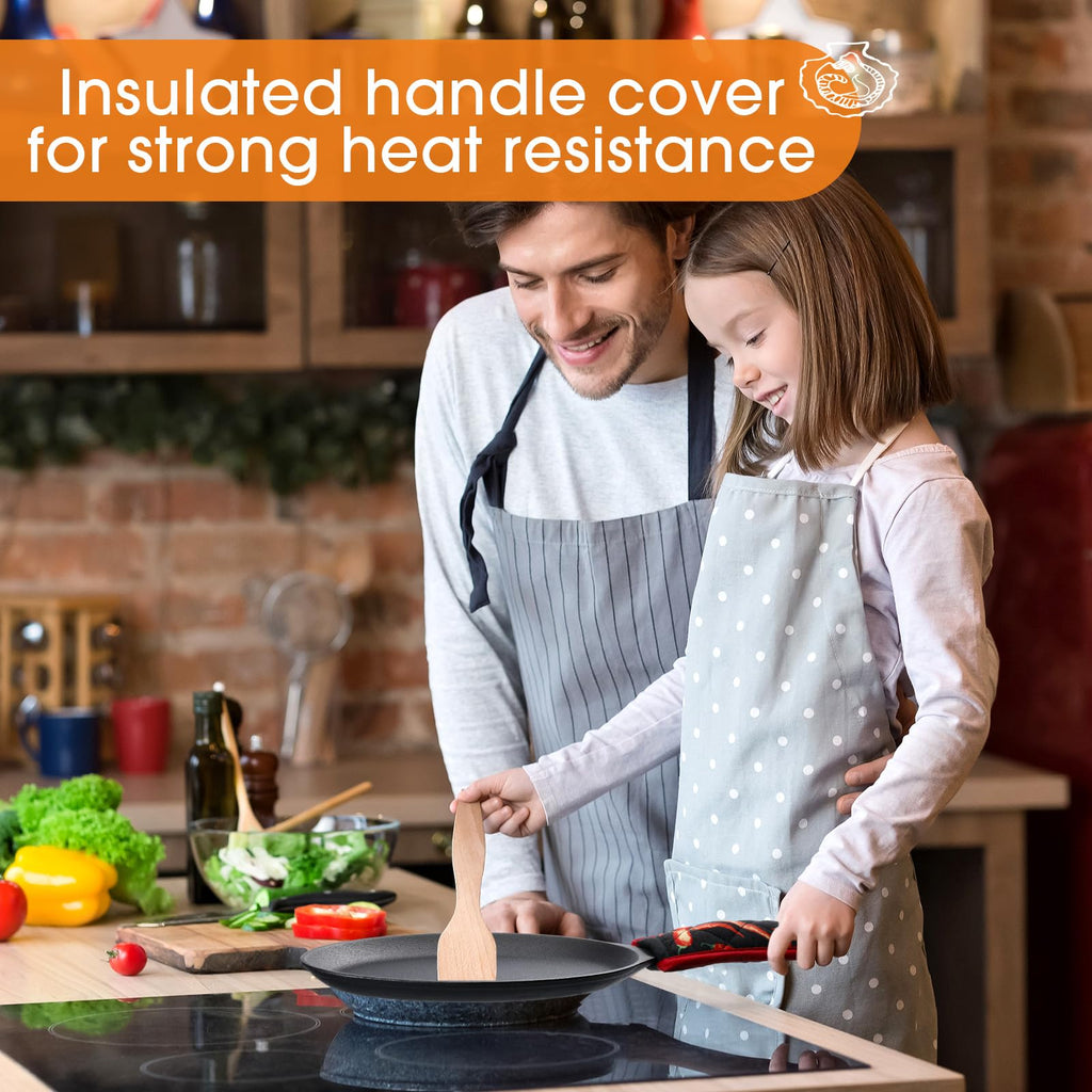 8 Sets Cast Iron Fajita Skillet, Wooden Tray, Protective Mitt