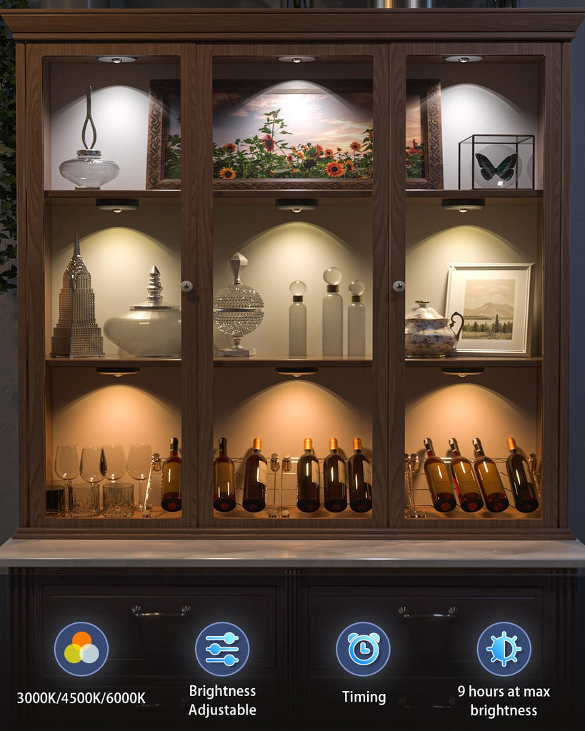 Puck Lights with Remote Control, Rechargeable Under Cabinet Lights, 1200mAh Battery Operated Tap Lights, Dimmable