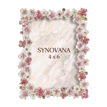 4x6 Pink Flower Picture Frame with Rhinestones