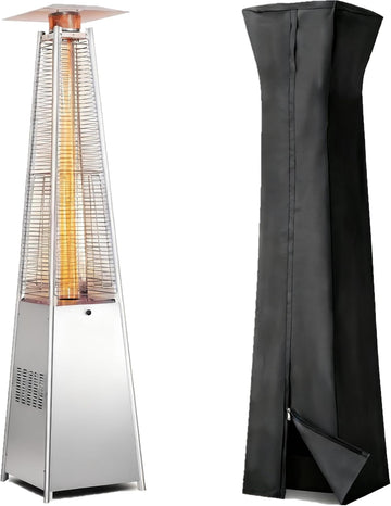 48,000 BTU Pyramid Patio Heater, Outdoor Patio Heaters for Outdoor Use with Cover & Wheels, 88" Quartz Glass Tube