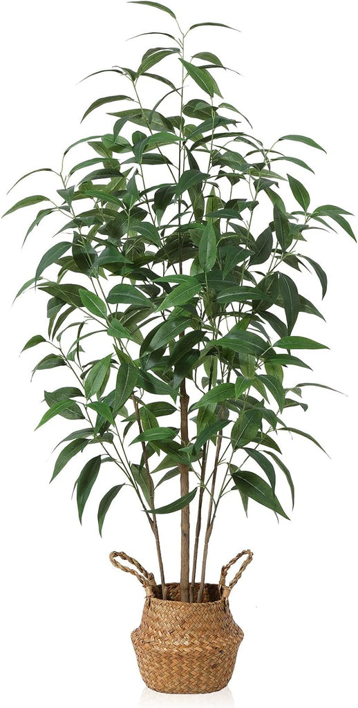 4Ft Artificial Eucalyptus Plant with Basket & Silk Leaves | Faux Plants Indoor,Floor Plant Décor Office Living