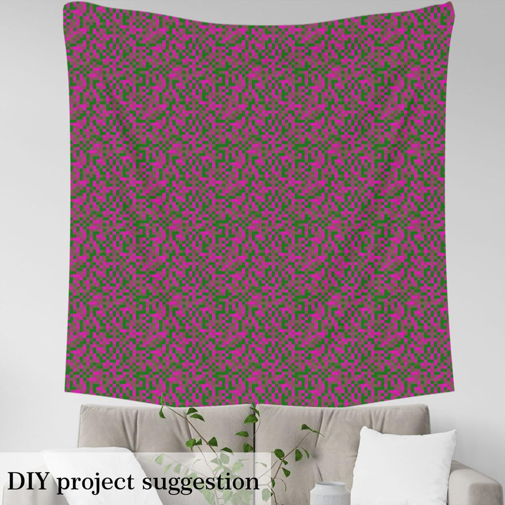Pixelated Miners Fabric by The Yard Soft Polyester, Rose Green Brown Grid Fabric for and Home DIY Projects, Modern