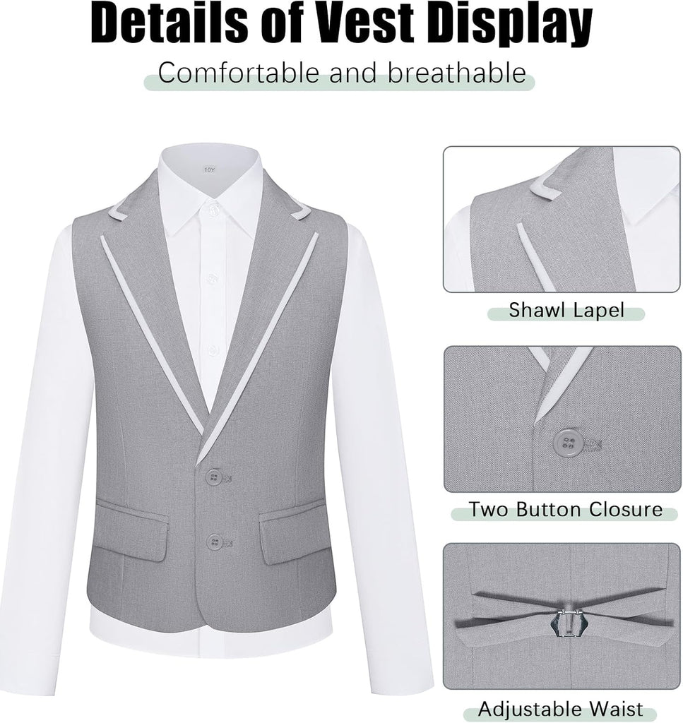 Boys' Suits 4 Piece Set Formal Toddler Dress Shirt Vest Pants Bow Tie Kid Tuxedo Suit Teen Wedding Outfits Boys