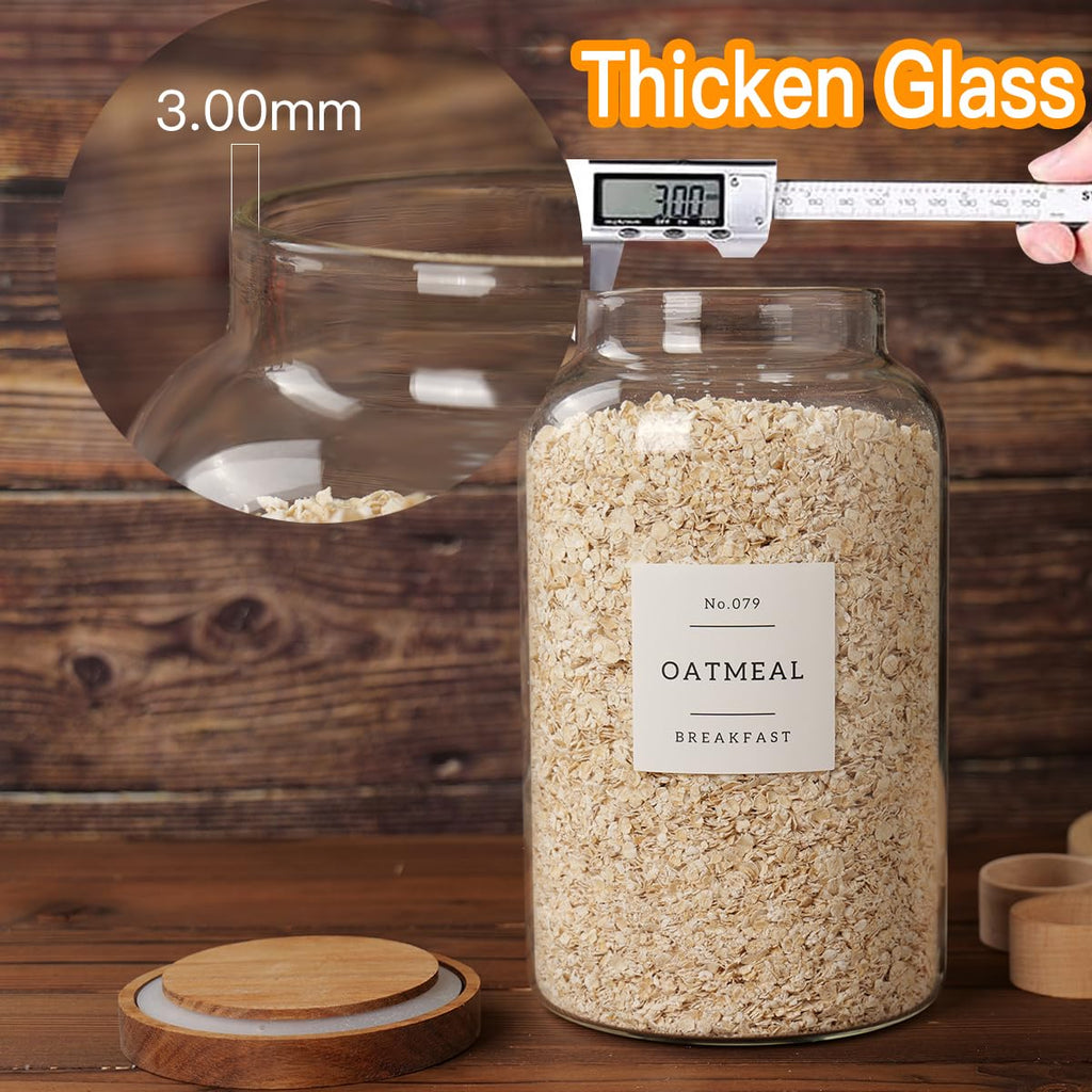 2 PCS Large Glass Jar with Airtight Lid, Glass Food Storage Jars for Tea, Spice, Cereal, Egg, Flour, Coffee and More(98