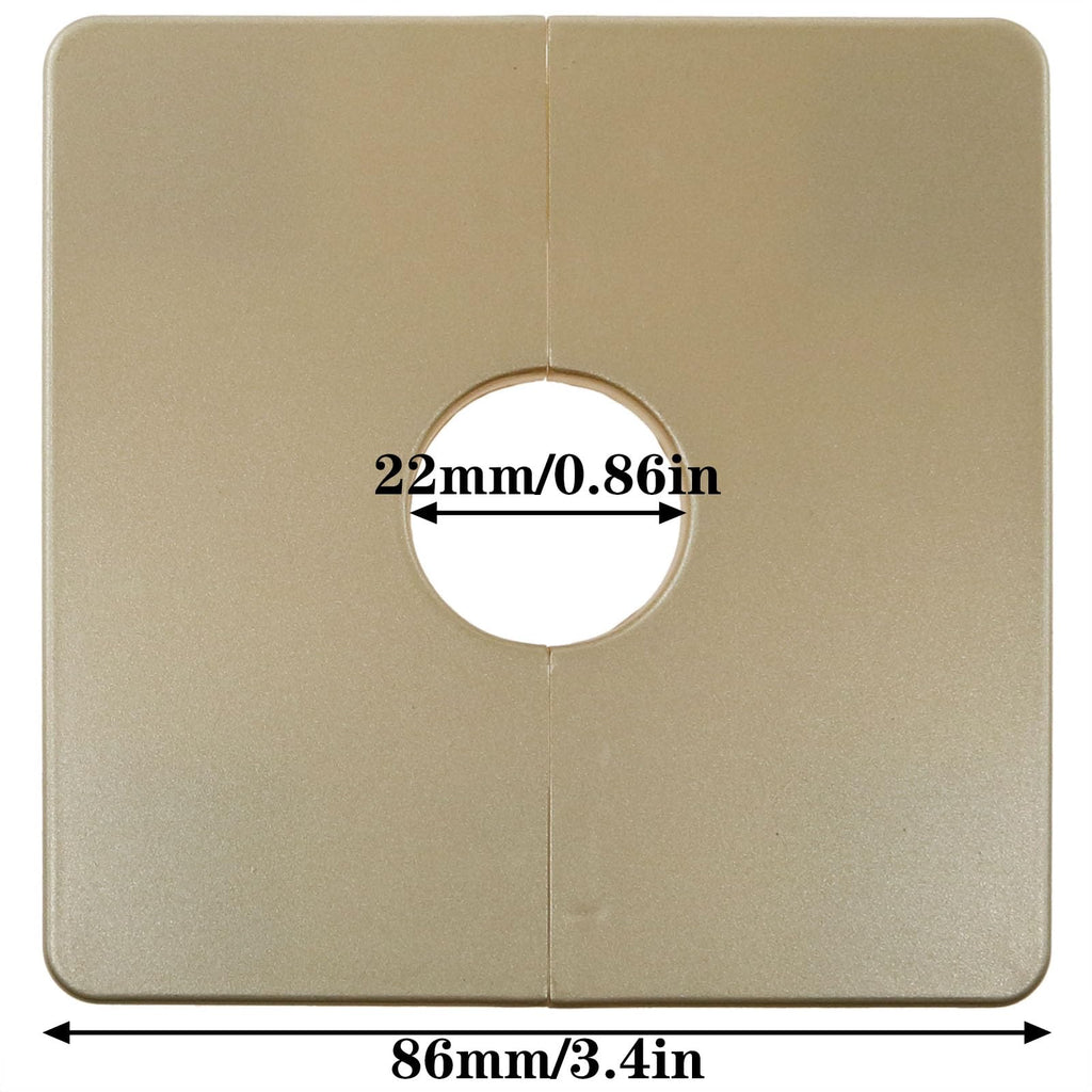 2PCS Wall Split Flange 0.87inch/22mm Square Shaped Escutcheon Plate Wall Hole Decorative Cover for Plumbing Wall Hole