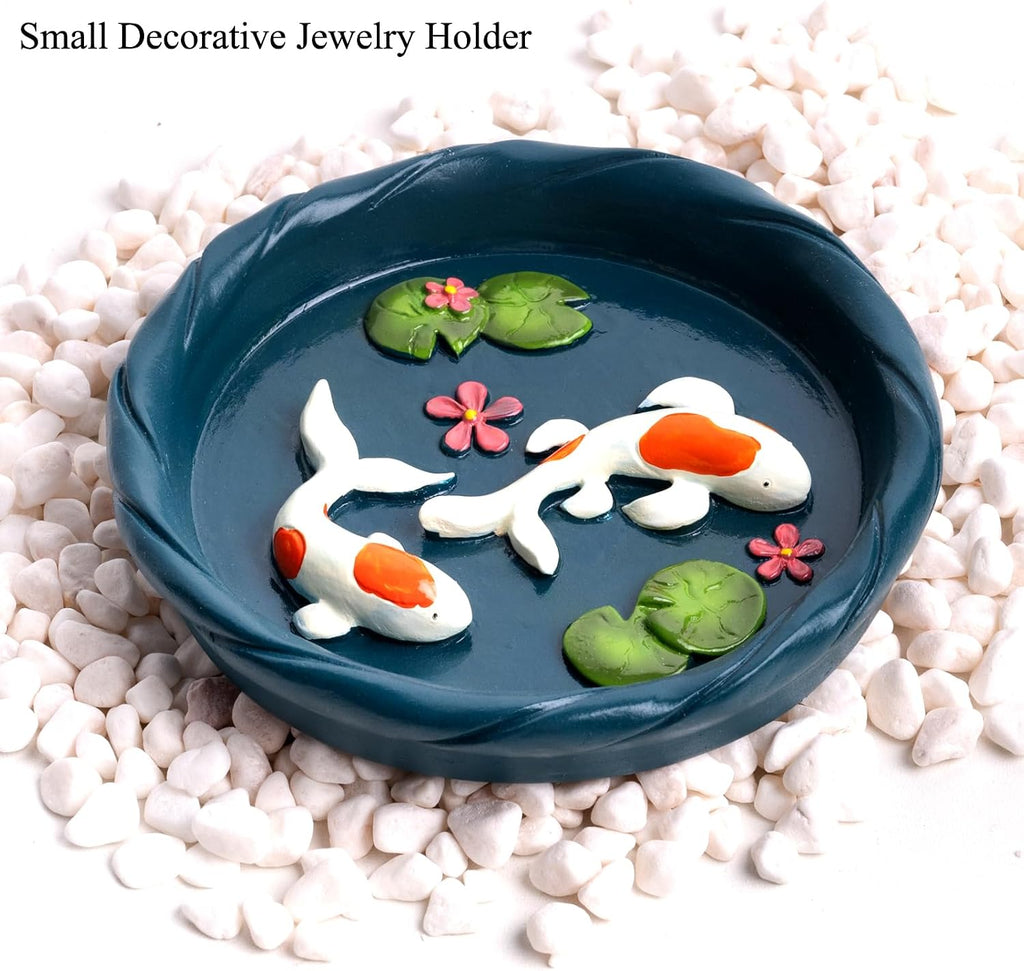 Koi Fish Ring Dish, Decorative Jewelry Tray & Key Bowl