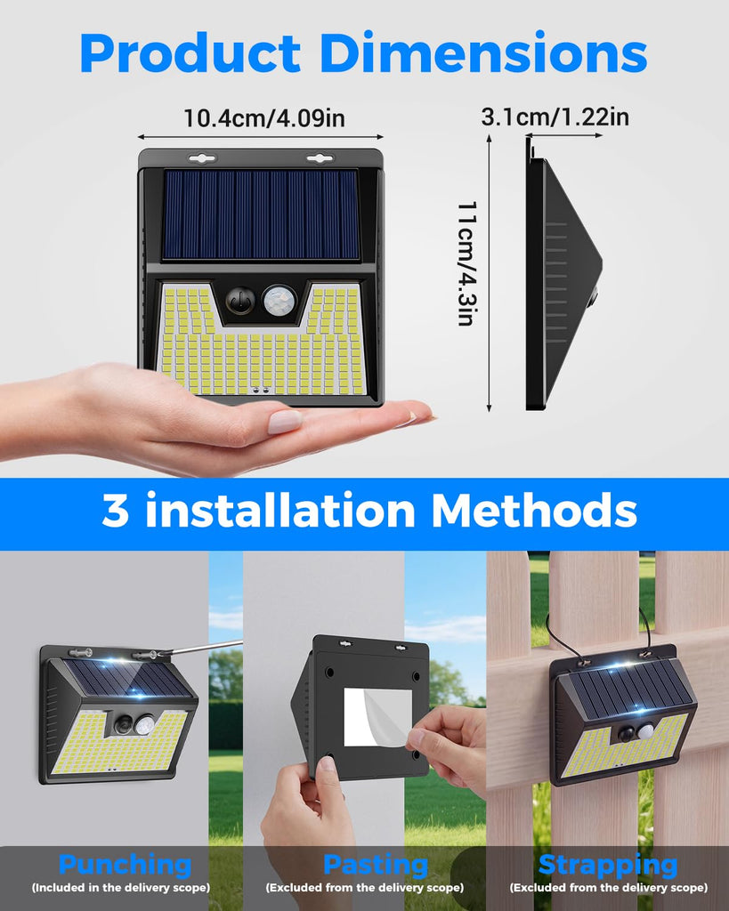 Solar Powered Lights Outdoor, 16Pack Motion Sensor Light Outside, IP65 Waterproof Fence Security Lighting with