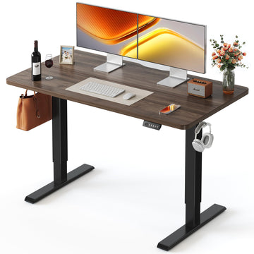 Standing Desk 48 × 24 Inch Electric Height Adjustable, Black Walnut