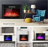 28.5 Inch Electric Fireplace Insert, 750W/1500W Wall Recessed or Freestanding Heater with Flame Colors, Timer and Remote Control