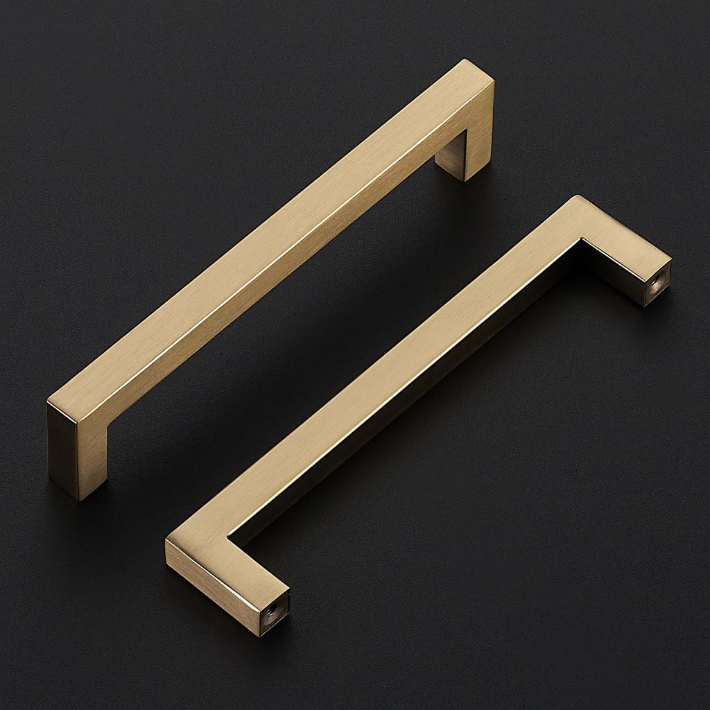 Champagne Bronze Cabinet Handles Square Pulls 6-1/4 Inch 5 Pack